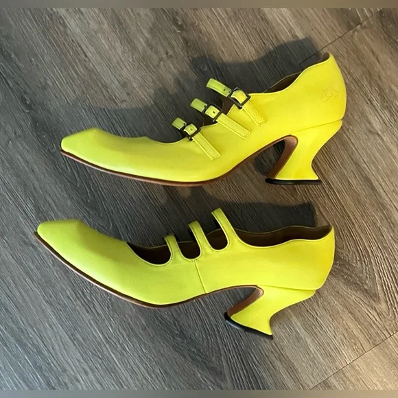 John Fluevog Neon Yellow Bach size 8.5 New - Picture 1 of 7